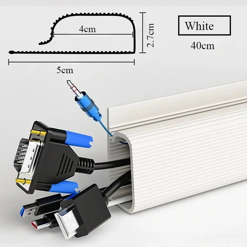 40cm No-Drill Under-Desk Cable Management Tray