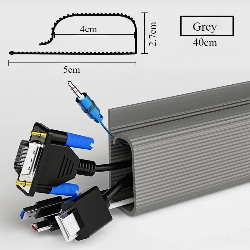 40cm No-Drill Under-Desk Cable Management Tray