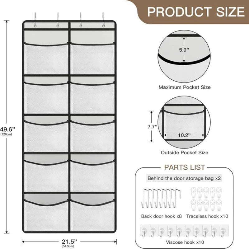 Over-the-Door Hanging Organizer – 5/10 Pocket