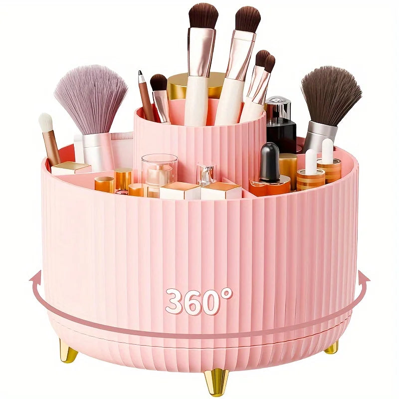 360° Rotating Makeup & Brush Organizer