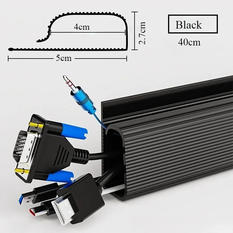 40cm No-Drill Under-Desk Cable Management Tray