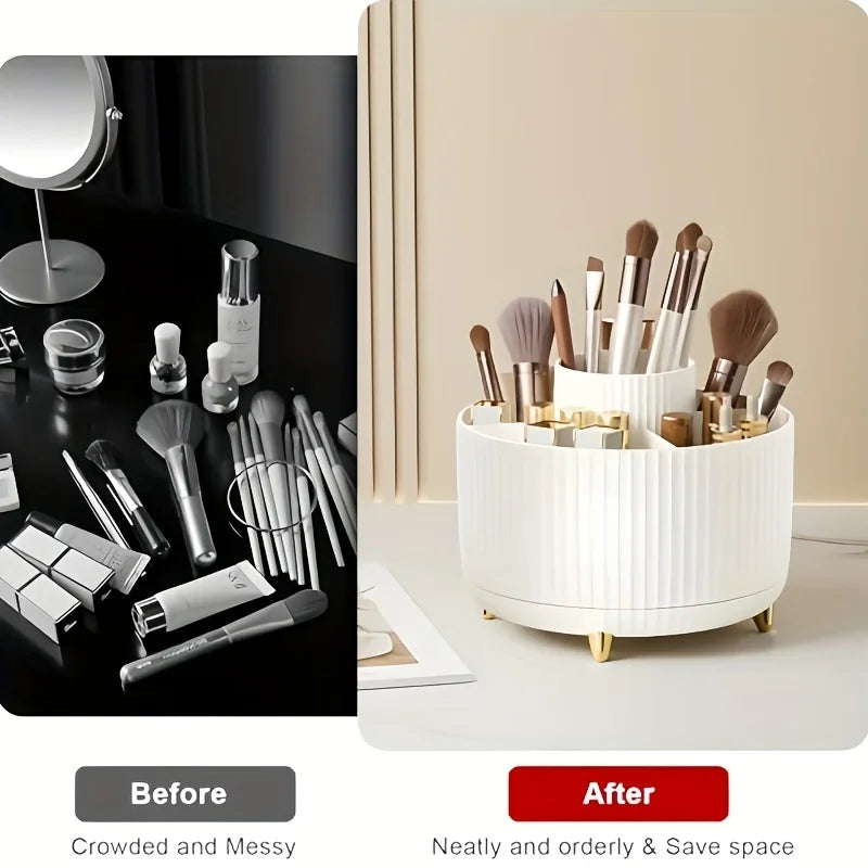 360° Rotating Makeup & Brush Organizer