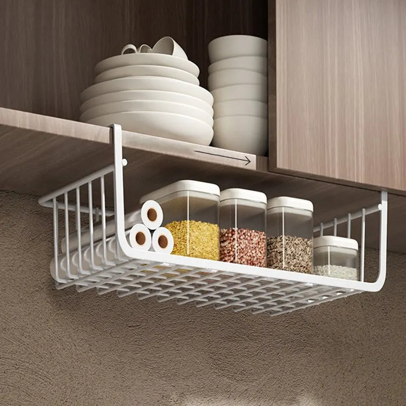 Under-Shelf Hanging Storage Basket – No-Drill Kitchen Organizer